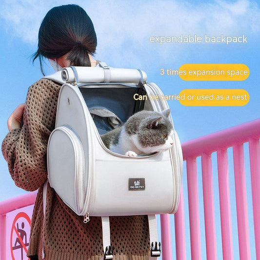 Expandable Pet Travel Backpack - Tent Style for Cats & Dogs